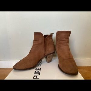 Suede Brown Lucky Brand Heeled Booties - Size 7
